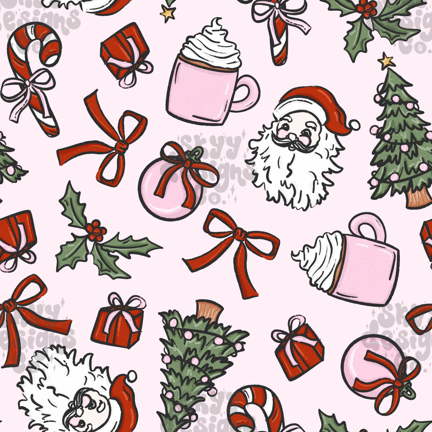 Coquette Christmas Seamless pattern