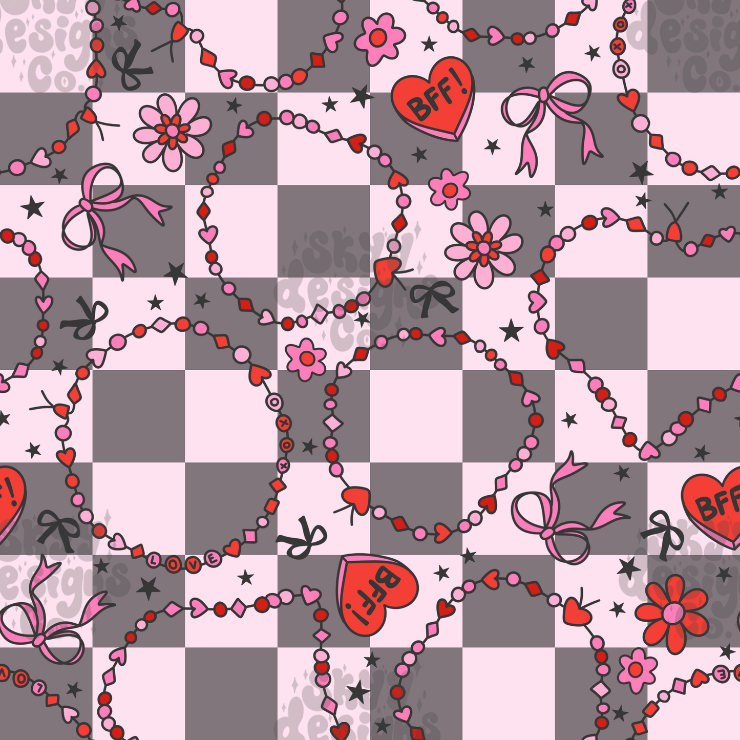 Valentine bracelets seamless pattern