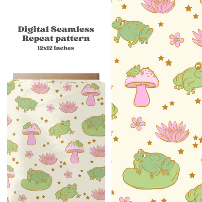 Spring frogs Pattern Design