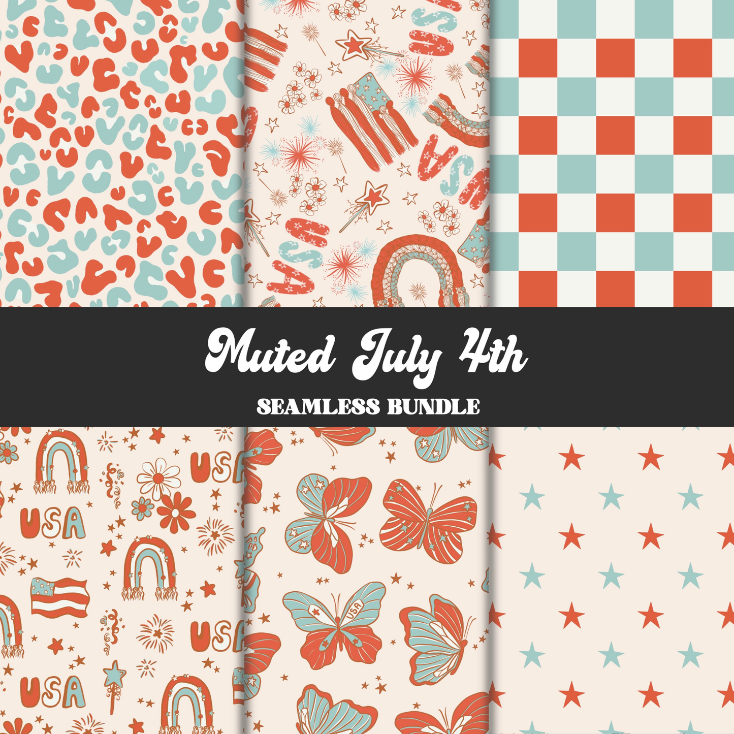 Muted Fourth Of July Seamless Pattern Bundle