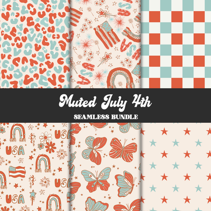 Muted Fourth Of July Seamless Pattern Bundle