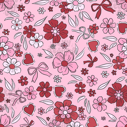 Valentine floral bow pattern