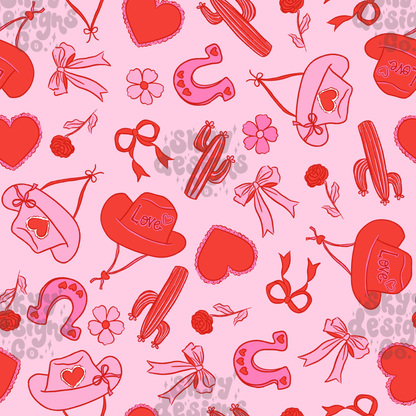 Western Valentines seamless pattern