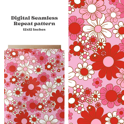 Valentines retro floral seamless pattern design