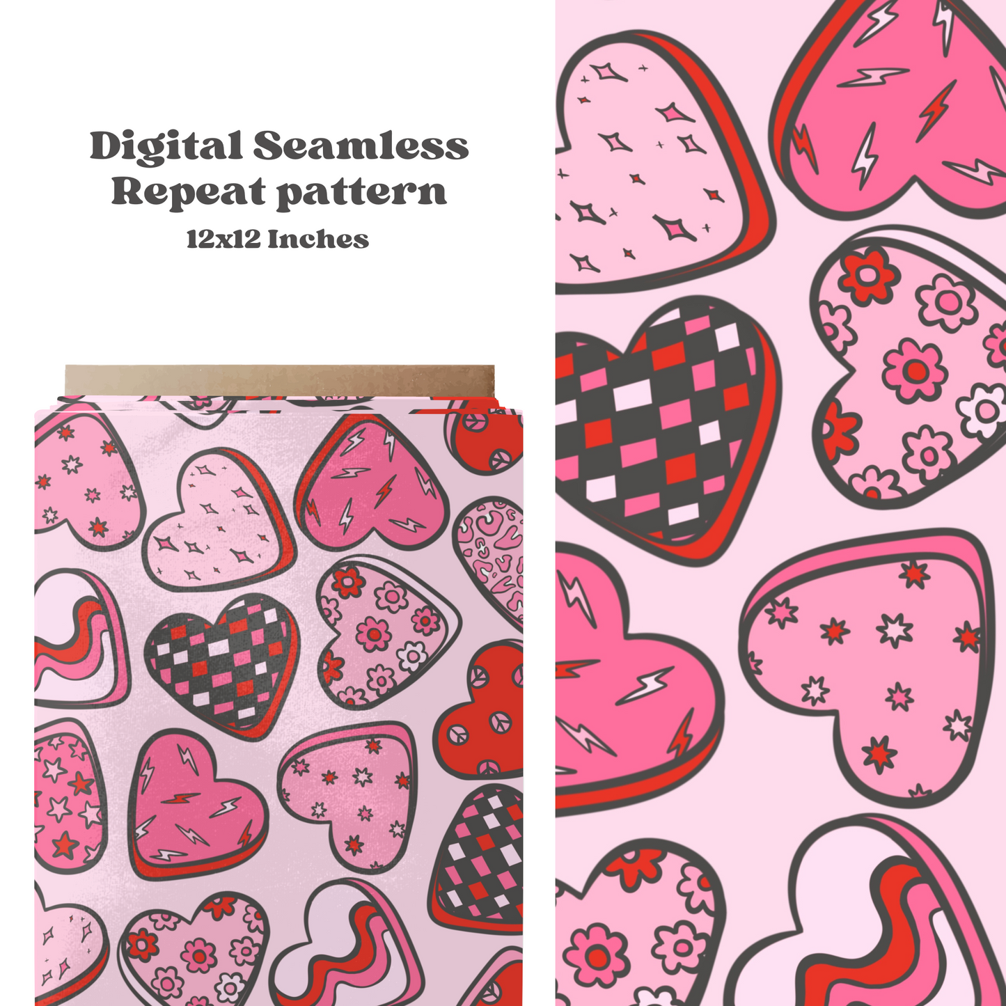 Trendy hearts seamless pattern design