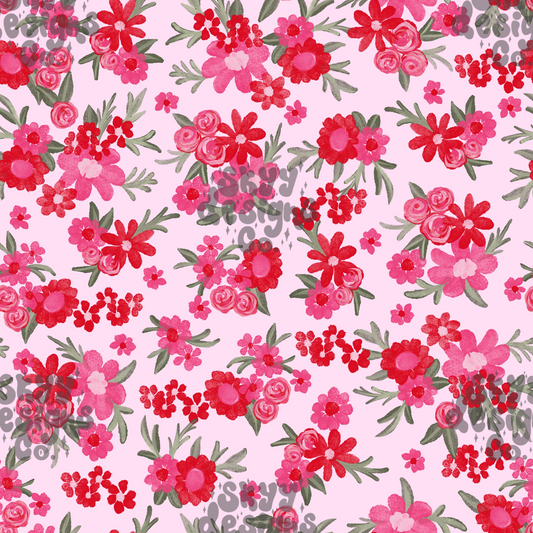 Watercolor pink dainty floral pattern