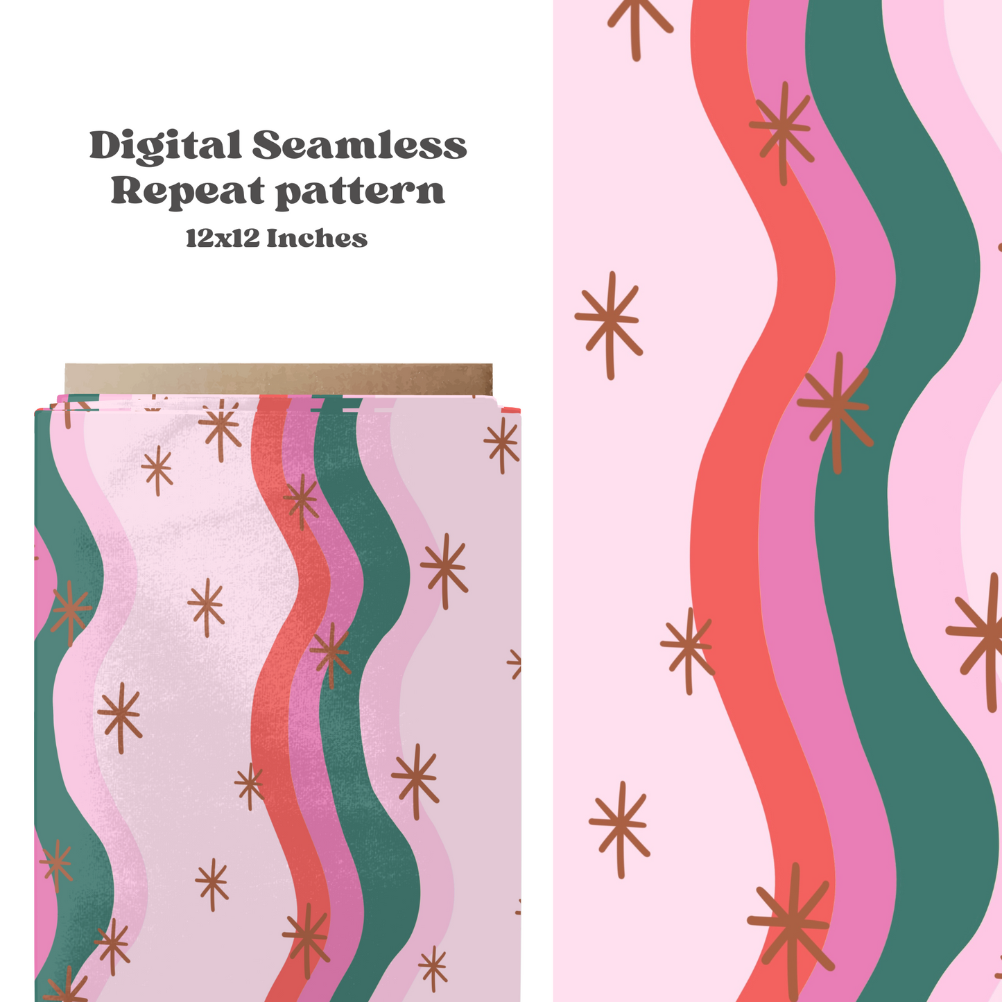 Retro wavy Christmas seamless pattern