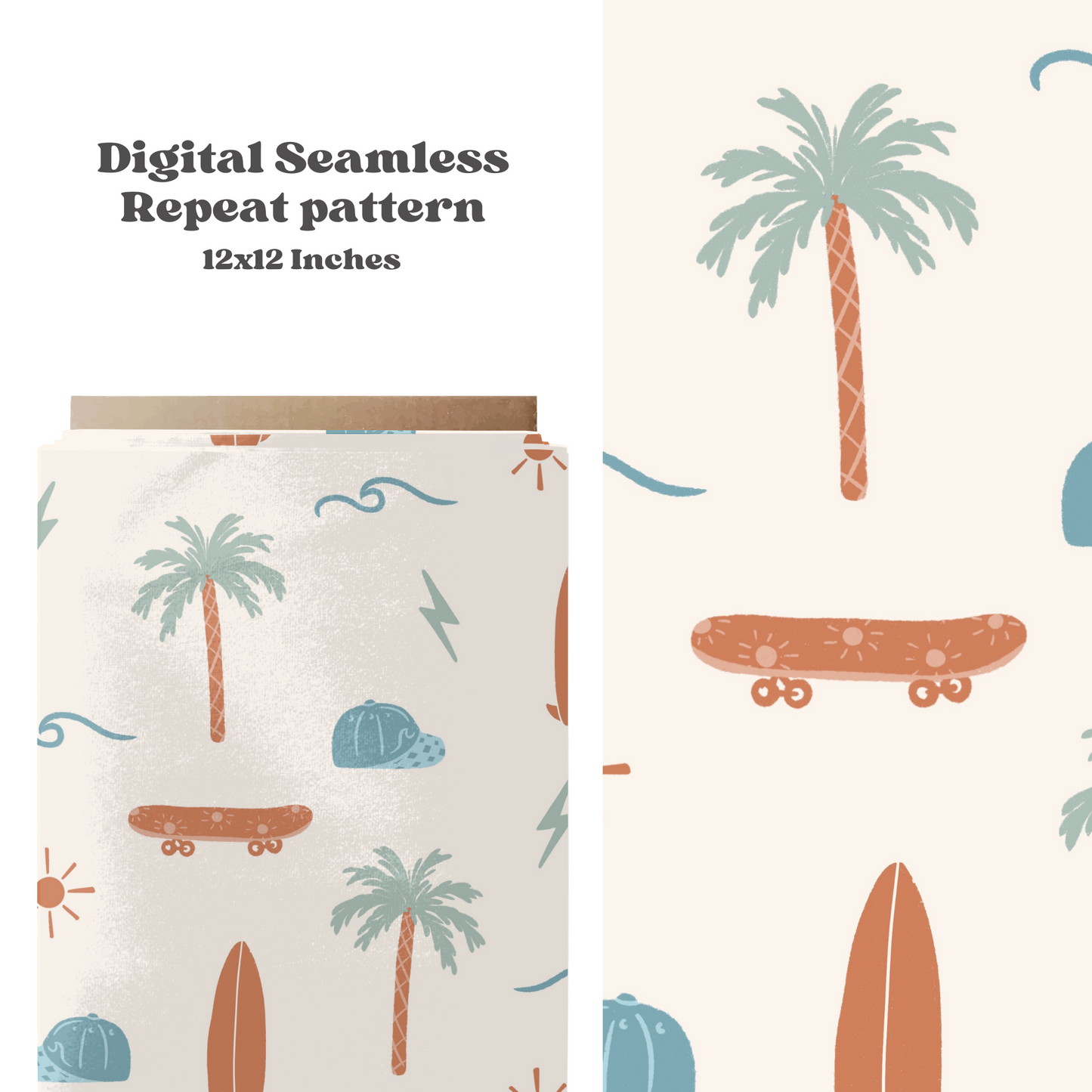 Boys Tropical Beach Seamless Pattern