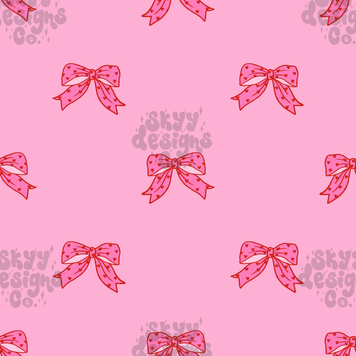 Pink Heart bows Seamless Pattern