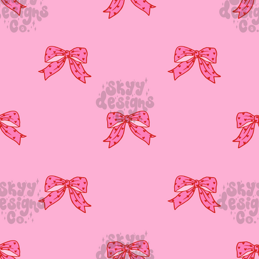 Pink Heart bows Seamless Pattern