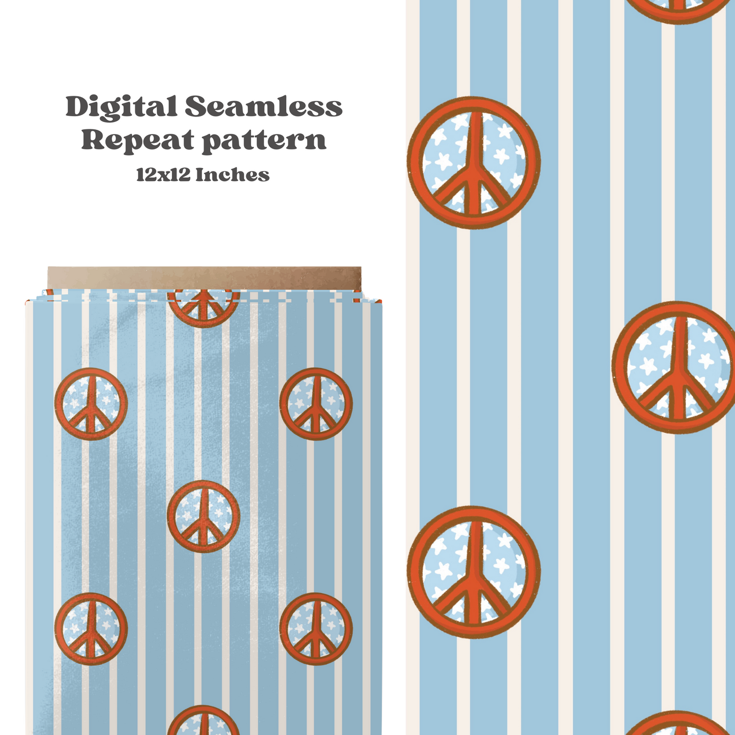 Fourth Of July Peace Sign Stripe Pattern