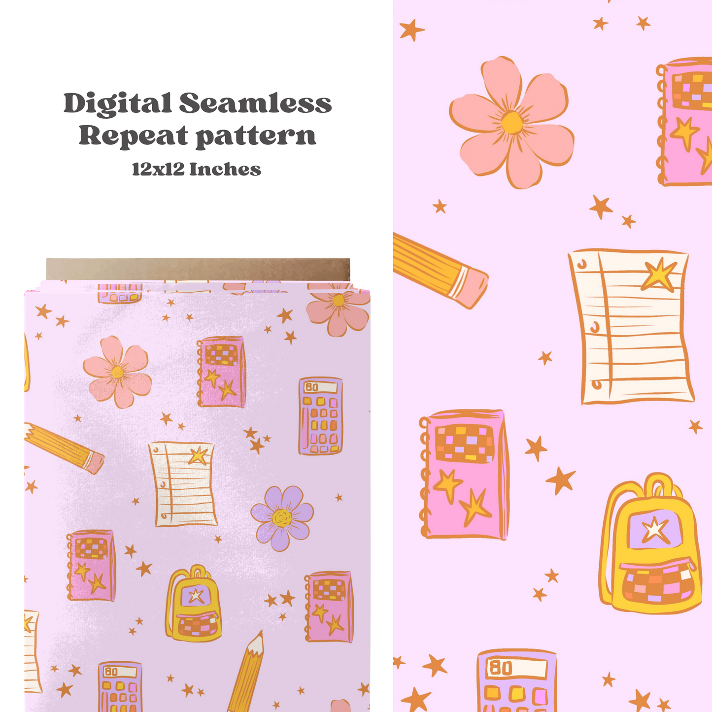 Pastel School Supplies Pattern