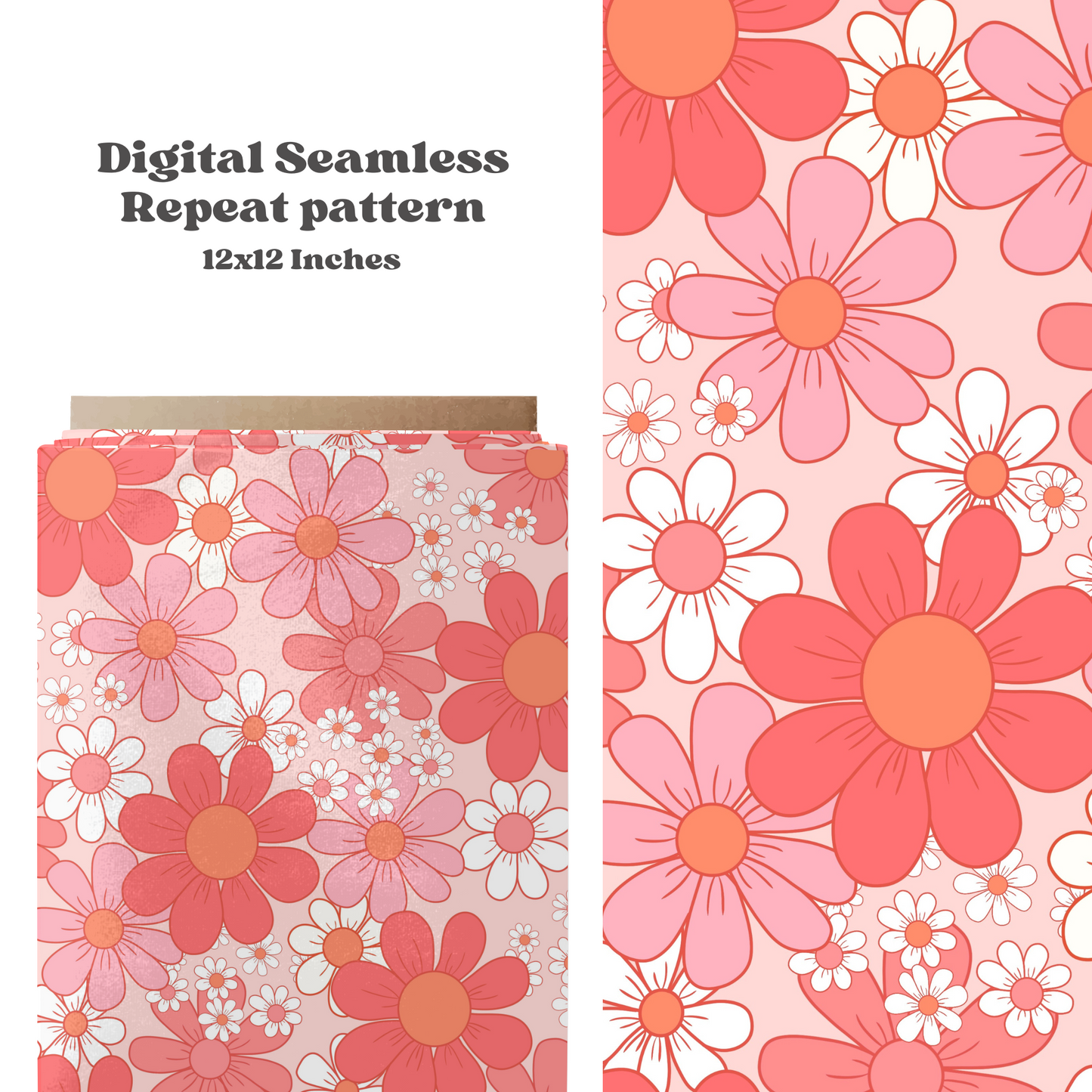 Peach Daisy Floral Pattern Design