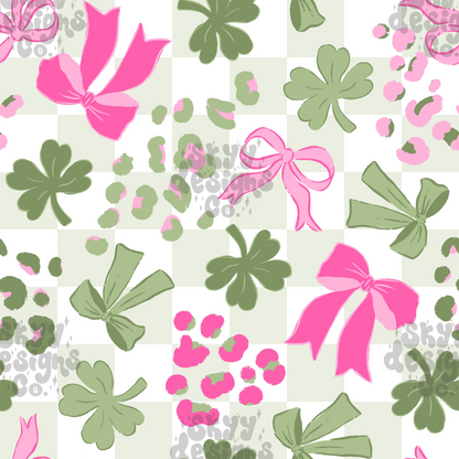 St Patricks Cheetah Bows Pattern