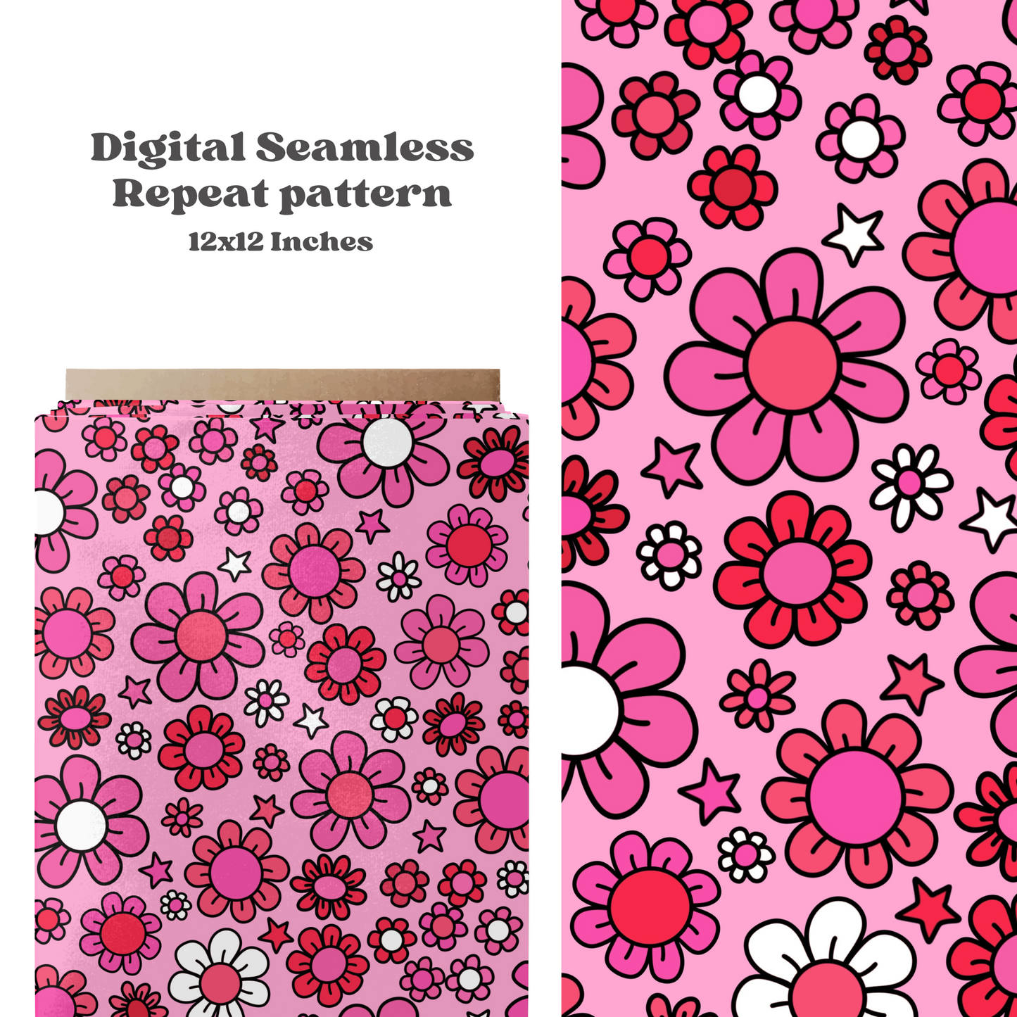 Valentines retro floral seamless pattern