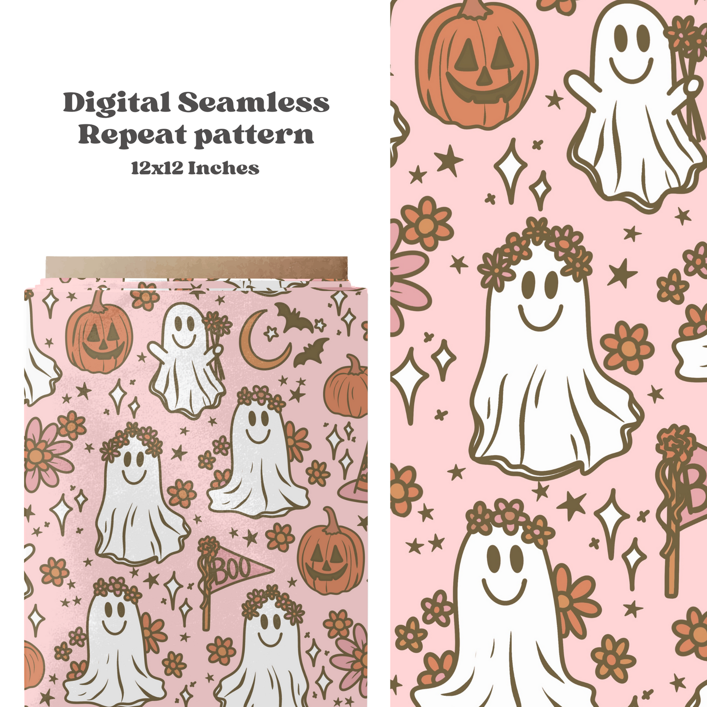 Boho Halloween Ghosts Pattern