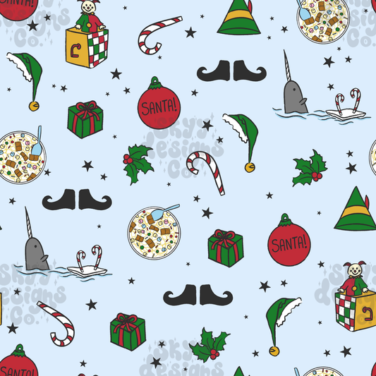 Elf Christmas seamless pattern