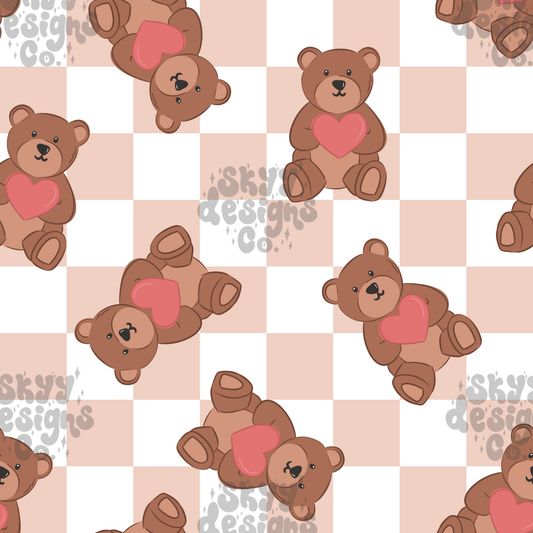 Boys Checkered valentine bears Pattern