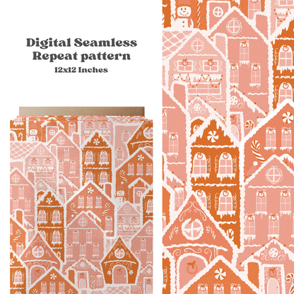 Neutral Gingerbread house Pattern Design