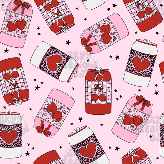 Valentine soda Cans seamless pattern