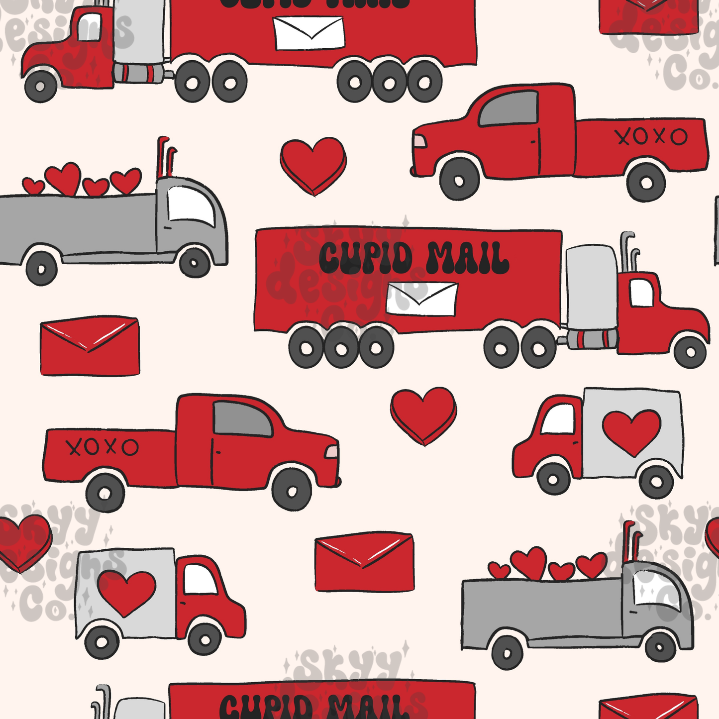 Valentine Love Trucks Pattern