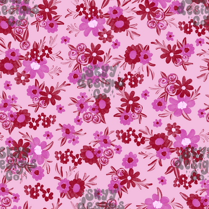 Pink watercolor dainty floral pattern