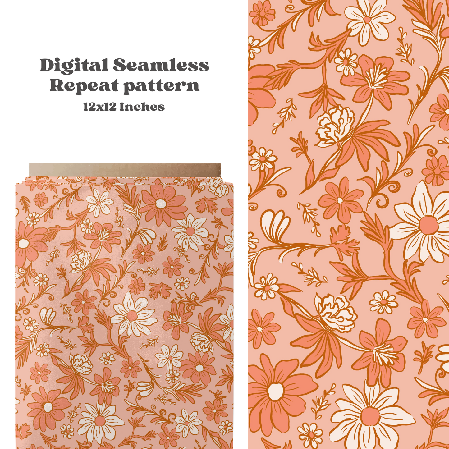 Peach Paisley Floral Pattern Design
