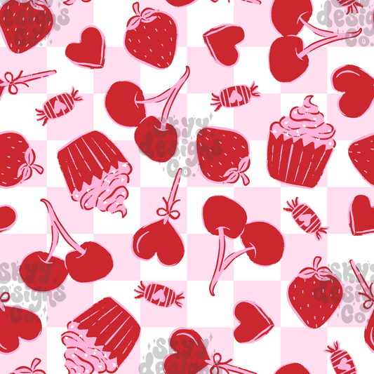 Valentine Candy and fruit Seamless