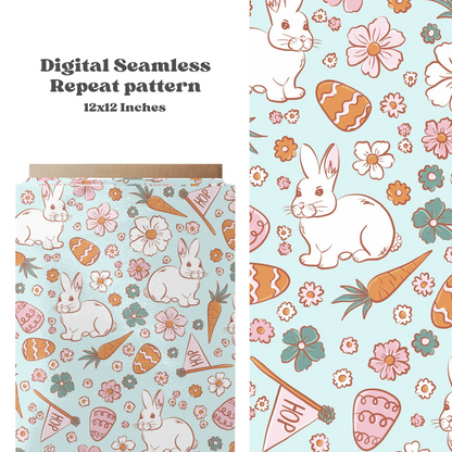 Blue Boho Easter Bunny Pattern