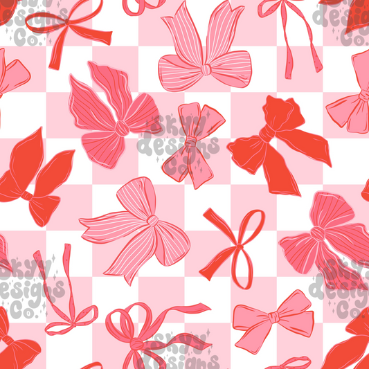 Valentine Checkered bows Pattern