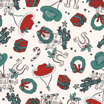 Western Christmas Seamless Pattern