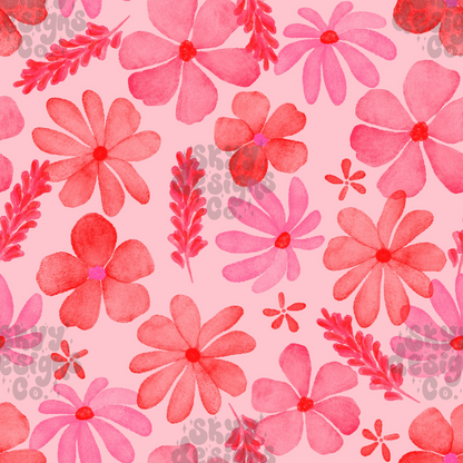 Watercolor Valentine Floral Pattern