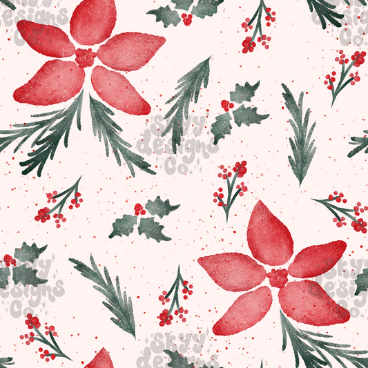 Watercolor Christmas floral Pattern