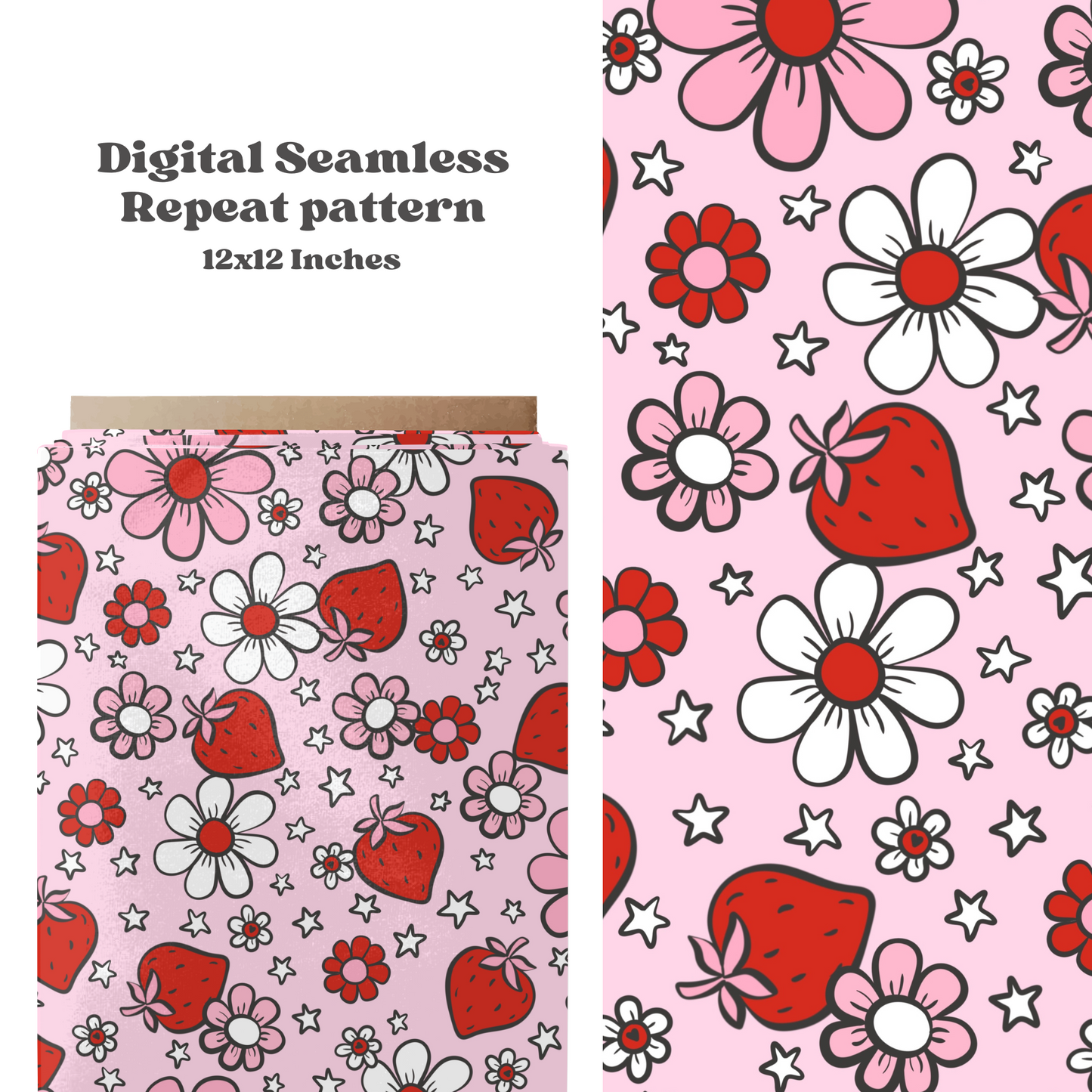 Strawberry floral seamless pattern