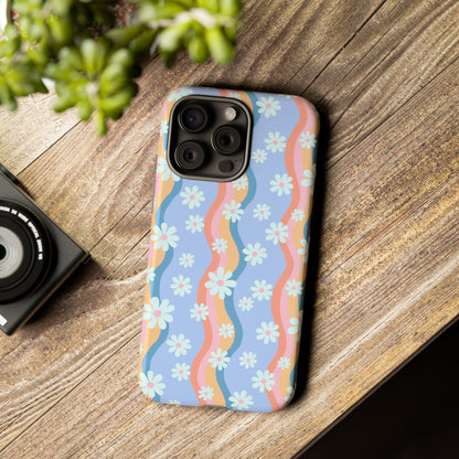 Blue Wavy Daisy Phone Case