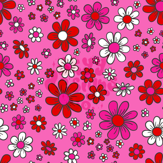 Valentines retro daisy pattern design