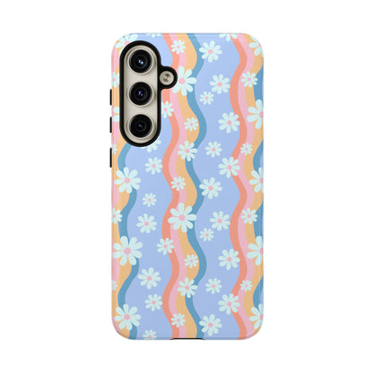 Blue Wavy Daisy Phone Case