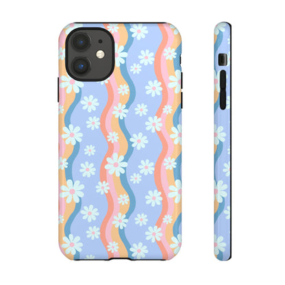 Blue Wavy Daisy Phone Case