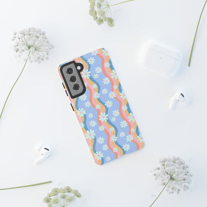 Blue Wavy Daisy Phone Case