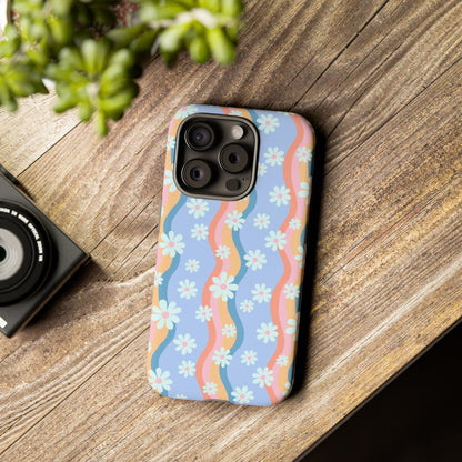 Blue Wavy Daisy Phone Case