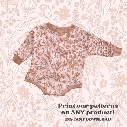 Neutral Boho Floral Pattern Design