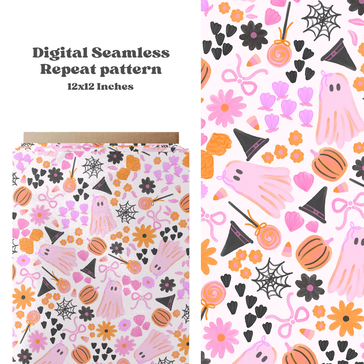 Watercolor Halloween Floral Ghosts