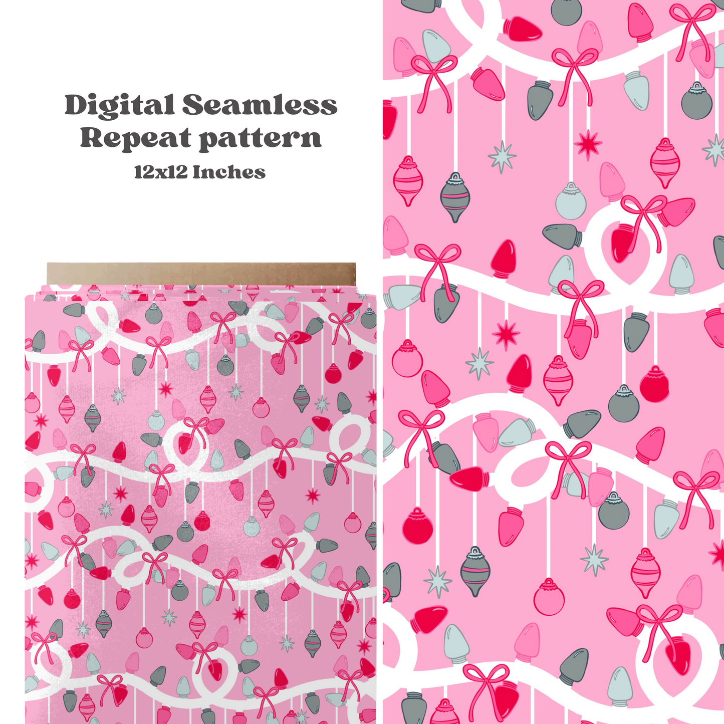 Pink Christmas lights and ornaments