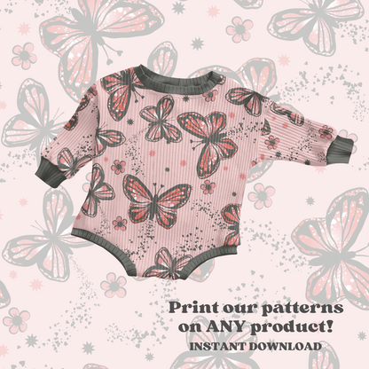 Valentines love butterflies seamless pattern