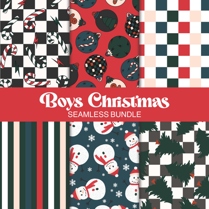 Boys Christmas Seamless pattern Bundle