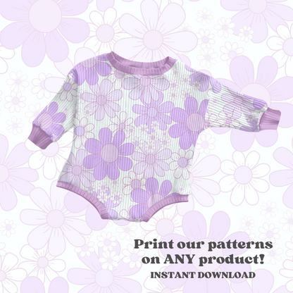 Lilac Purple Daisy Floral Pattern