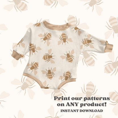 Neutral Spring Bees Pattern