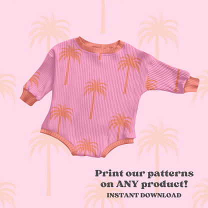 Bright summer Pink Palm Pattern