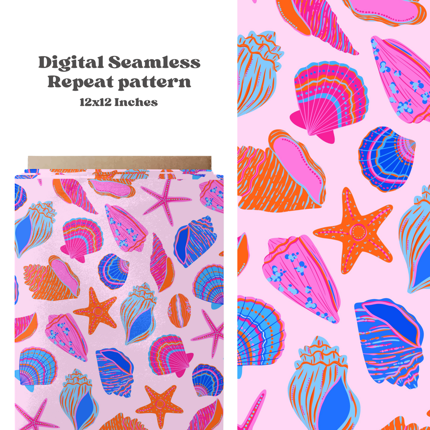 Bright neon seashells