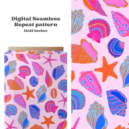 Bright neon seashells